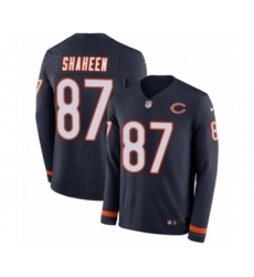 Men's Nike Chicago Bears #87 Adam Shaheen Limited Navy Blue Therma Long Sleeve NFL Jersey