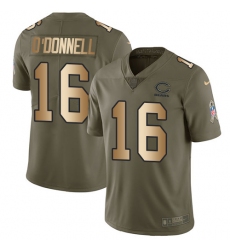 Youth Nike Chicago Bears #16 Pat O'Donnell Limited Olive/Gold Salute to Service NFL Jersey