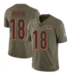 Youth Nike Cincinnati Bengals #18 A.J. Green Limited Olive 2017 Salute to Service NFL Jersey
