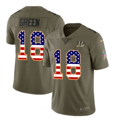 Youth Nike Cincinnati Bengals #18 A.J. Green Limited Olive/USA Flag 2017 Salute to Service NFL Jersey