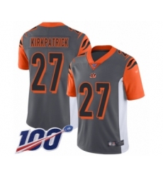 Men's Cincinnati Bengals #27 Dre Kirkpatrick Limited Silver Inverted Legend 100th Season Football Jersey