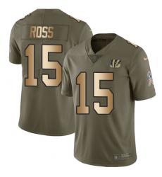Men's Nike Cincinnati Bengals #15 John Ross Limited Olive/Gold 2017 Salute to Service NFL Jersey