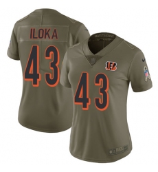 Women's Nike Cincinnati Bengals #43 George Iloka Limited Olive 2017 Salute to Service NFL Jersey