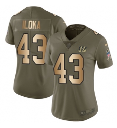 Women's Nike Cincinnati Bengals #43 George Iloka Limited Olive/Gold 2017 Salute to Service NFL Jersey