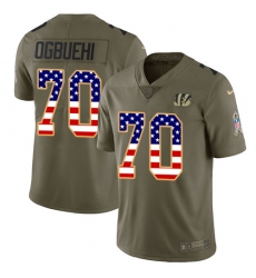 Youth Nike Cincinnati Bengals #70 Cedric Ogbuehi Limited Olive/USA Flag 2017 Salute to Service NFL Jersey