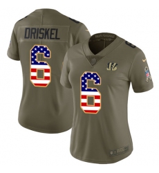 Women's Nike Cincinnati Bengals #6 Jeff Driskel Limited Olive/USA Flag 2017 Salute to Service NFL Jersey