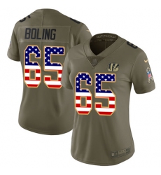 Women's Nike Cincinnati Bengals #65 Clint Boling Limited Olive/USA Flag 2017 Salute to Service NFL Jersey