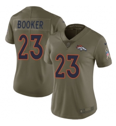 Women's Nike Denver Broncos #23 Devontae Booker Limited Olive 2017 Salute to Service NFL Jersey