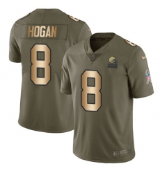 Men's Nike Cleveland Browns #8 Kevin Hogan Limited Olive/Gold 2017 Salute to Service NFL Jersey