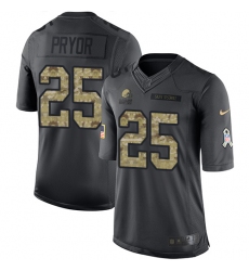 Men's Nike Cleveland Browns #25 Calvin Pryor Limited Black 2016 Salute to Service NFL Jersey