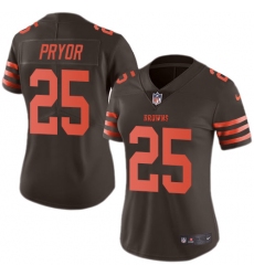 Women's Nike Cleveland Browns #25 Calvin Pryor Limited Brown Rush Vapor Untouchable NFL Jersey