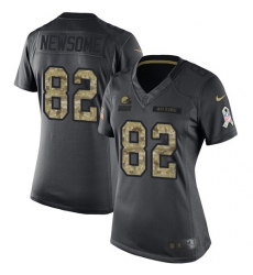 Women's Nike Cleveland Browns #82 Ozzie Newsome Limited Black 2016 Salute to Service NFL Jersey
