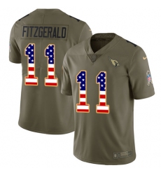 Men's Nike Arizona Cardinals #11 Larry Fitzgerald Limited Olive/USA Flag 2017 Salute to Service NFL Jersey