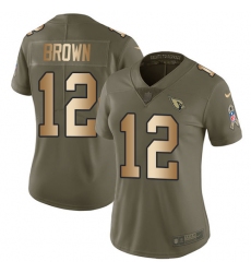 Women's Nike Arizona Cardinals #12 John Brown Limited Olive/Gold 2017 Salute to Service NFL Jersey