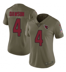Women's Nike Arizona Cardinals #4 Phil Dawson Limited Olive 2017 Salute to Service NFL Jersey