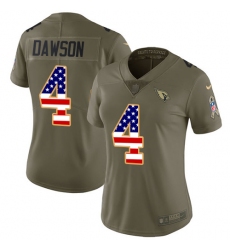 Women's Nike Arizona Cardinals #4 Phil Dawson Limited Olive/USA Flag 2017 Salute to Service NFL Jersey