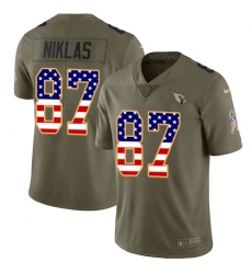 Men's Nike Arizona Cardinals #87 Troy Niklas Limited Olive/USA Flag 2017 Salute to Service NFL Jersey