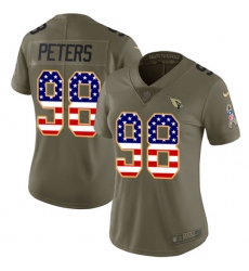 Women's Nike Arizona Cardinals #98 Corey Peters Limited Olive/USA Flag 2017 Salute to Service NFL Jersey