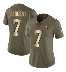 Women's Nike Arizona Cardinals #7 Blaine Gabbert Limited Olive/Gold 2017 Salute to Service NFL Jersey
