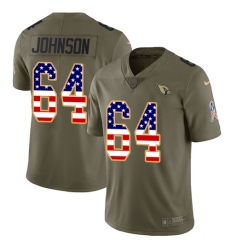 Men's Nike Arizona Cardinals #64 Dorian Johnson Limited Olive/USA Flag 2017 Salute to Service NFL Jersey