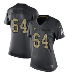 Women's Nike Arizona Cardinals #64 Dorian Johnson Limited Black 2016 Salute to Service NFL Jersey