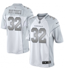 Men's Nike Arizona Cardinals #32 Tyrann Mathieu Limited White Platinum NFL Jersey