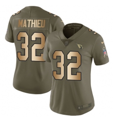 Women's Nike Arizona Cardinals #32 Tyrann Mathieu Limited Olive/Gold 2017 Salute to Service NFL Jersey