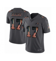 Men's Los Angeles Chargers #17 Philip Rivers Limited Black USA Flag 2019 Salute To Service Football Jersey
