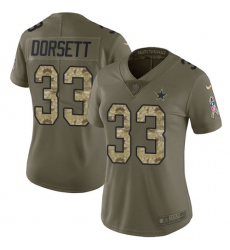 Women's Nike Dallas Cowboys #33 Tony Dorsett Limited Olive/Camo 2017 Salute to Service NFL Jersey