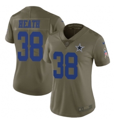 Women's Nike Dallas Cowboys #38 Jeff Heath Limited Olive 2017 Salute to Service NFL Jersey