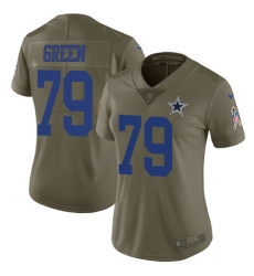 Women's Nike Dallas Cowboys #79 Chaz Green Limited Olive 2017 Salute to Service NFL Jersey