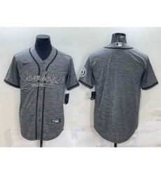 Men's Dallas Cowboys Blank Grey Gridiron Cool Base Stitched Baseball Jersey