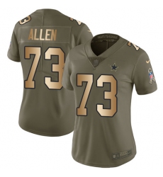 Women's Nike Dallas Cowboys #73 Larry Allen Limited Olive/Gold 2017 Salute to Service NFL Jersey