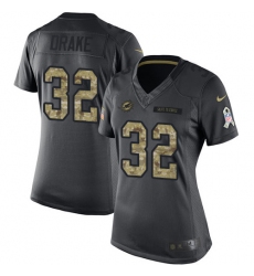 Women's Nike Miami Dolphins #32 Kenyan Drake Limited Black 2016 Salute to Service NFL Jersey