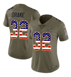 Women's Nike Miami Dolphins #32 Kenyan Drake Limited Olive/USA Flag 2017 Salute to Service NFL Jersey