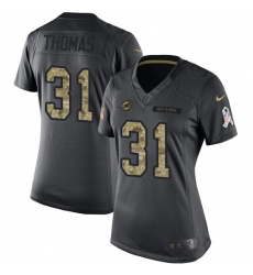 Women's Nike Miami Dolphins #31 Michael Thomas Limited Black 2016 Salute to Service NFL Jersey