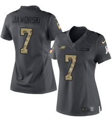Women's Nike Philadelphia Eagles #7 Ron Jaworski Limited Black 2016 Salute to Service NFL Jersey