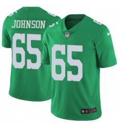 Youth Nike Philadelphia Eagles #65 Lane Johnson Limited Green Rush Vapor Untouchable NFL Jersey