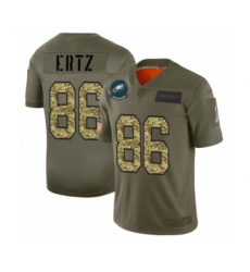 Men's Philadelphia Eagles #86 Zach Ertz 2019 Olive Camo Salute to Service Limited Jersey