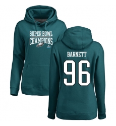 Women's Nike Philadelphia Eagles #96 Derek Barnett Green Super Bowl LII Champions Pullover Hoodie