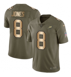 Youth Nike Philadelphia Eagles #8 Donnie Jones Limited Olive/Gold 2017 Salute to Service NFL Jersey