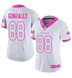 Women's Nike Atlanta Falcons #88 Tony Gonzalez Limited White/Pink Rush Fashion NFL Jersey