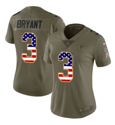 Women's Nike Atlanta Falcons #3 Matt Bryant Limited Olive/USA Flag 2017 Salute to Service NFL Jersey