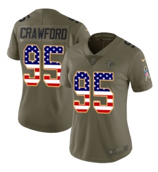 Women's Nike Atlanta Falcons #95 Jack Crawford Limited Olive/USA Flag 2017 Salute to Service NFL Jersey