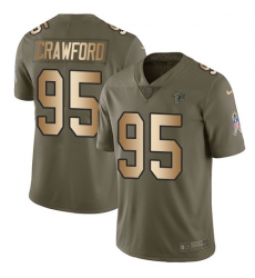 Youth Nike Atlanta Falcons #95 Jack Crawford Limited Olive/Gold 2017 Salute to Service NFL Jersey