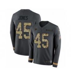 Men's Nike Atlanta Falcons #45 Deion Jones Limited Black Salute to Service Therma Long Sleeve NFL Jersey