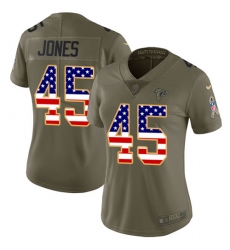 Women's Nike Atlanta Falcons #45 Deion Jones Limited Olive/USA Flag 2017 Salute to Service NFL Jersey