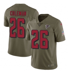 Youth Nike Atlanta Falcons #26 Tevin Coleman Limited Olive 2017 Salute to Service NFL Jersey