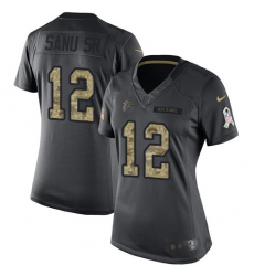 Women's Nike Atlanta Falcons #12 Mohamed Sanu Limited Black 2016 Salute to Service NFL Jersey