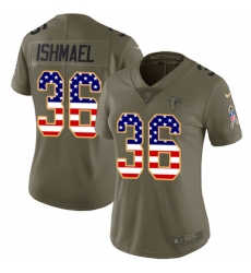 Women's Nike Atlanta Falcons #36 Kemal Ishmael Limited Olive/USA Flag 2017 Salute to Service NFL Jersey